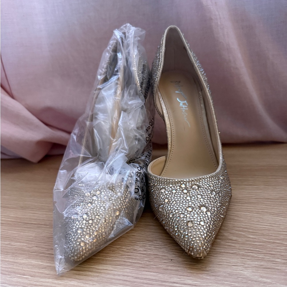 Betsey Johnson Elegant Silver Rhinestone Heels